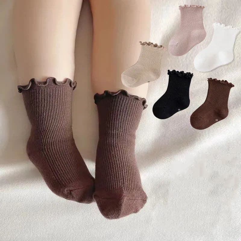 Baby Socks Wholesale for Export Cross-Border Spring Autumn Loose Top Non-Binding Ruffle Edge Newborn Cotton Socks for Boys and Girls
