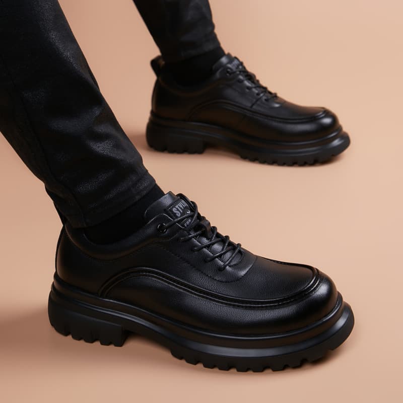 Fashion Lace-Up Men's Leather Dress Shoes Business Formal High-End Genuine Leather Casual Black British Style Wedding Groom Shoes