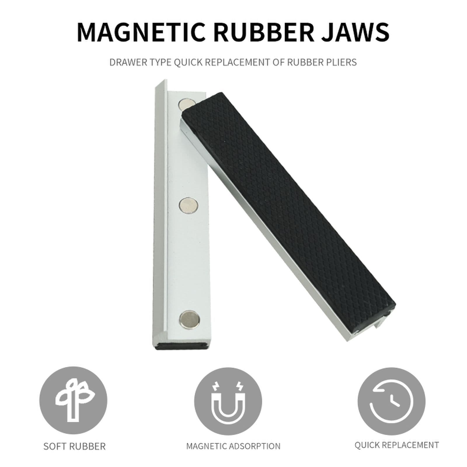 Bench vise, aluminum alloy flat-jaw vise, soft jaws, bench vise with magnetic workpiece guard, multi-functional high-friction jaws.