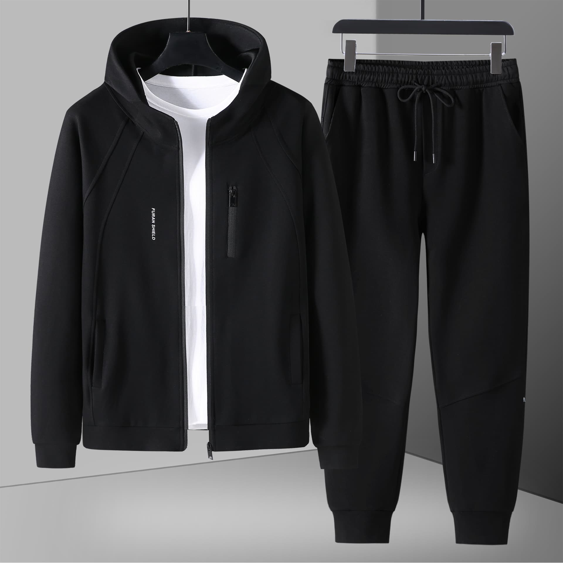 Autumn New Zipper Hooded Sports Jacket Casual Set Men's Versatile Slim-Fit Cardigan Hoodie Pants Two-Piece Set