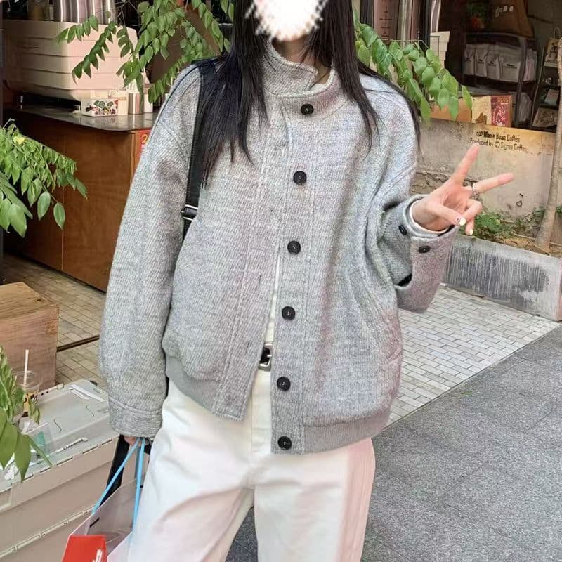 Retro Stand Collar Jacket Women's Students 2025 Autumn New Design Loose Versatile Casual Baseball Jacket Trendy