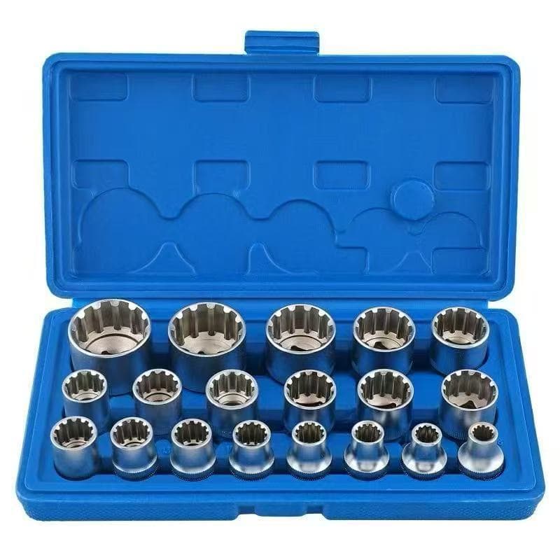 1/2" Drive 6-Point Socket & 12-Point Flank Drive Socket Set, Electric Impact Socket 21-Piece Tool Kit