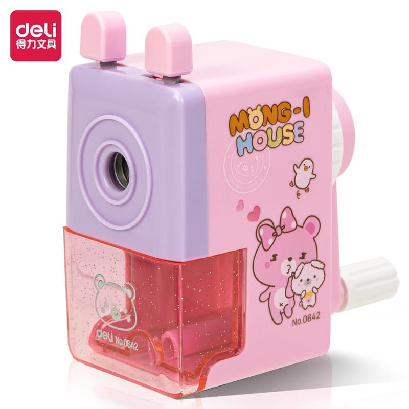 Deli Stationery Pencil Sharpener Cartoon Style for Primary and Secondary School Students Hand-Cranked Rotary Pencil Sharpener Office Pencil Sharpener Pencil Knife