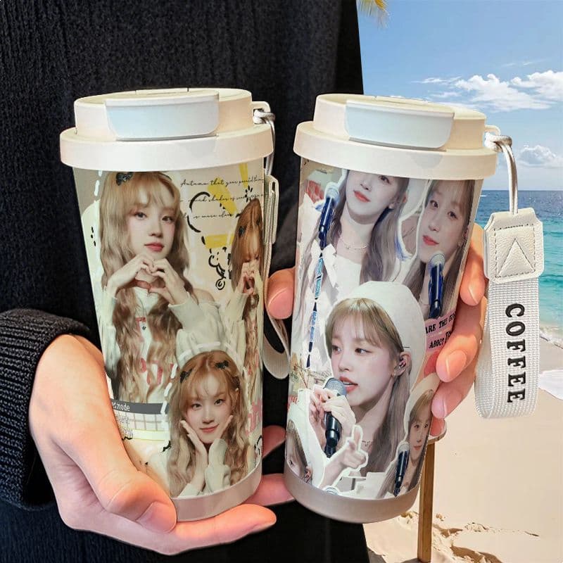 Yu Song Yuqi Celebrity Merchandise Insulated Cup Figure Merchandise High Aesthetic Appeal Girls Stainless Steel Student High Aesthetic Appeal Straw