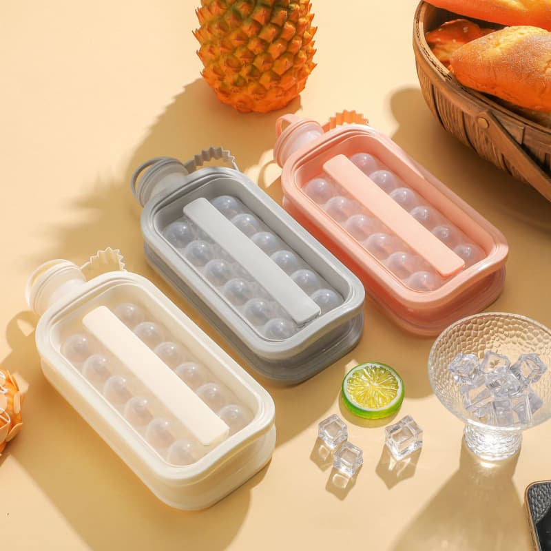 Ice Ball Maker Mold for Ice Sphere Tumbler, 2-in-1 Ice Cube Tray and Water Bottle, Silicone Portable Cold Drink Ice Cup