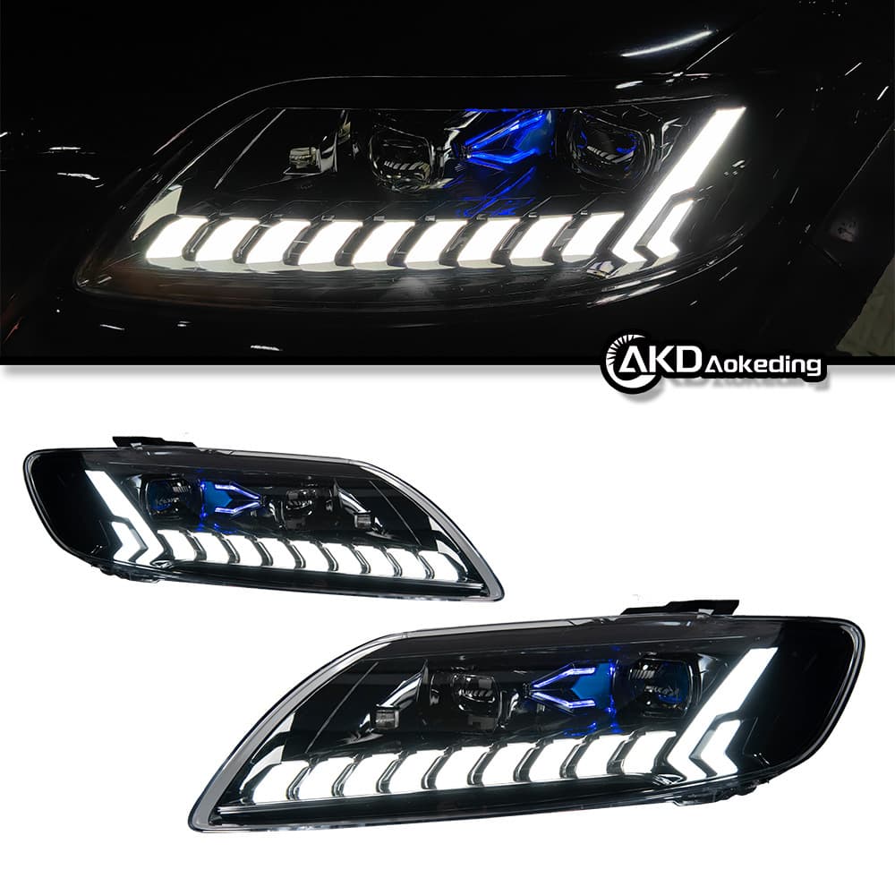 Suitable for 06-15 Audi Q7 headlight assembly modified LED laser water steering daytime running light bifocal lens