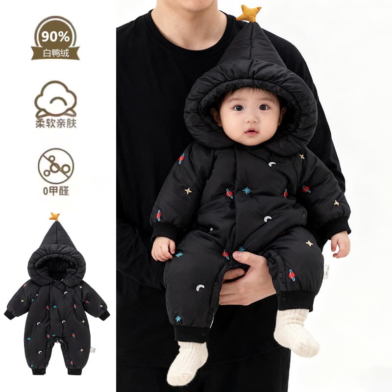 Baby Girl Down Jumpsuit Newborn 90 White Duck Down Bodysuit Winter New Style Romper Outdoor Crawling Suit