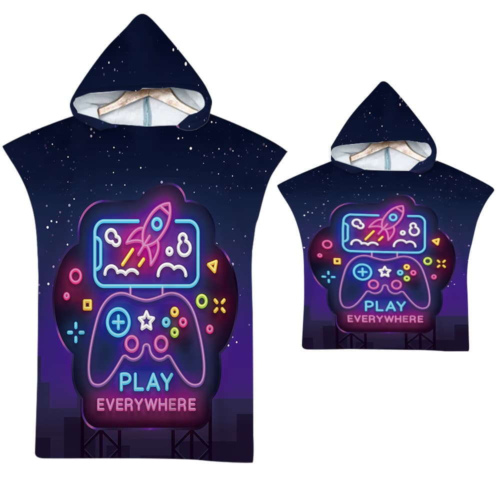 Gaming Hooded Wearable Towel Beach Towel Poncho Beach Changing Robe Printed Hooded Towel Minimum Order 1 Piece