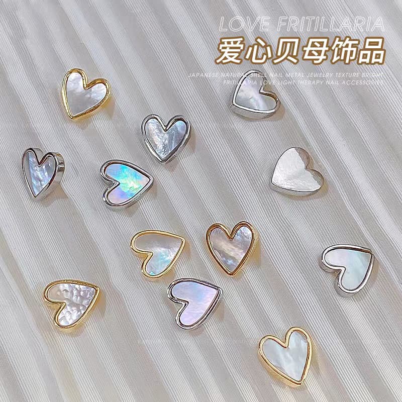 Fritillary Love Internet Celebrity Popular Manicure Jewelry Metal-edged Peach Heart Fritillary Alloy Nail Decoration ZS-1161