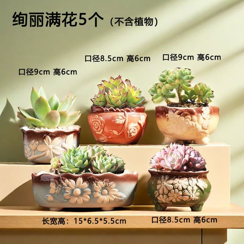 Succulent Flower Pot Home Use Large and Small Unglazed Terracotta Pot Coarse Ceramic Creative Root Control Tray Ceramic Flower Pot Clearance Wholesale