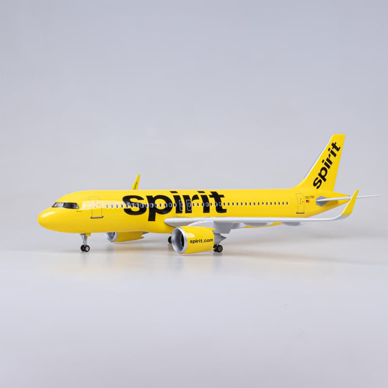 Spirit Airlines Airbus A320neo Model Plane with Wheels And Lights Civil Aviation Simulation Aircraft Collectible Decoration