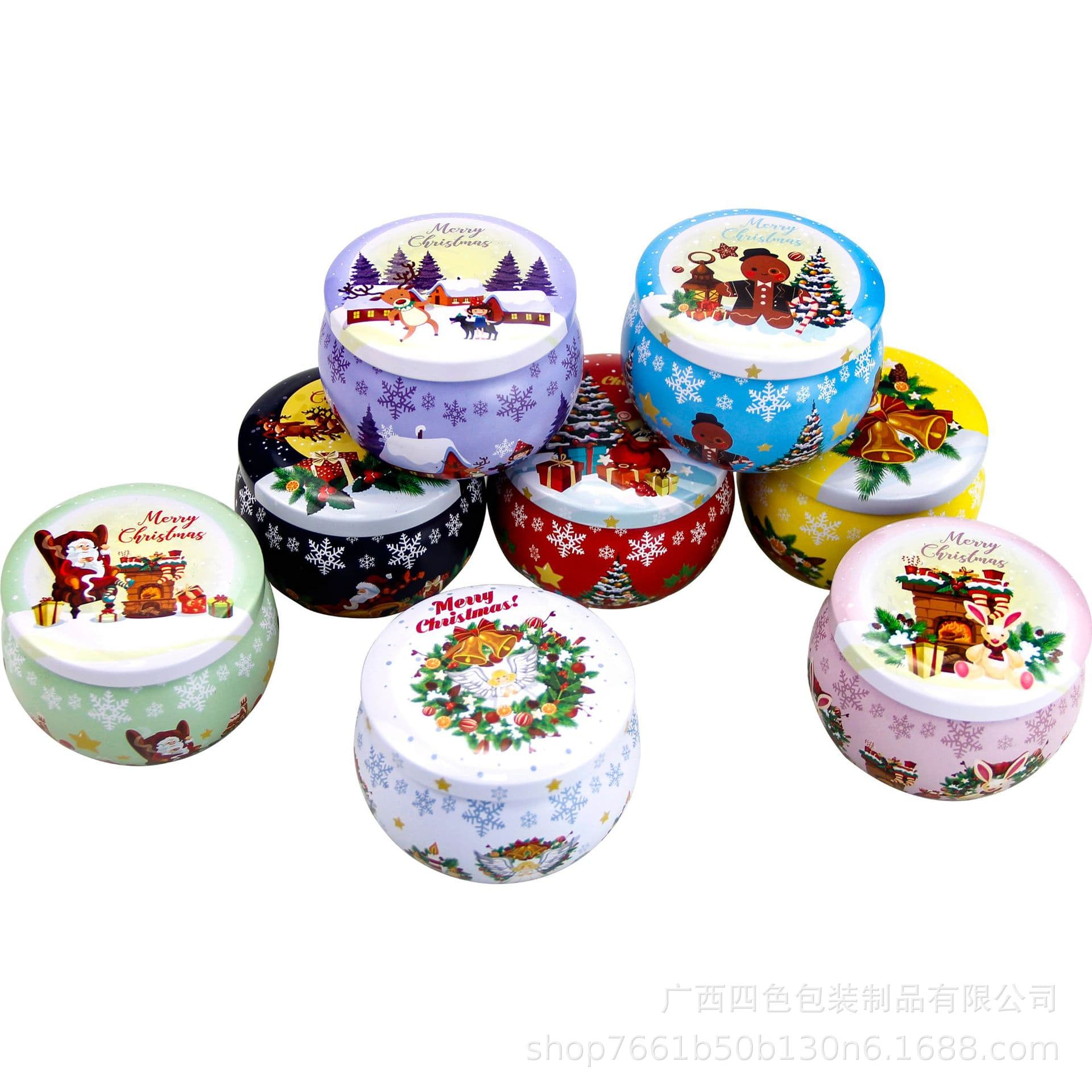 Round drum metal tea candy biscuit tin box gift packaging box tinplate aromatherapy candle jar ready for sale