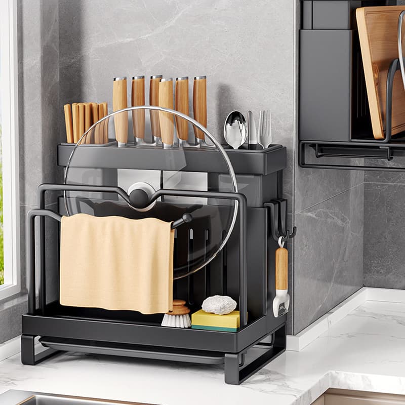 Multifunctional knife holder storage rack kitchen pot lid chopping board knife wall hanging storage rack countertop cutting board kitchen knife placement rack
