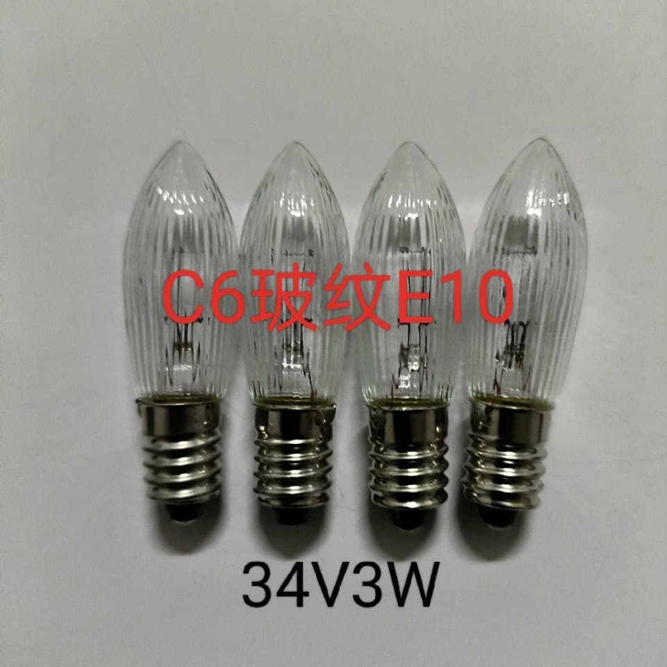C6 ribbed glass E10 small bulb 34V 3W