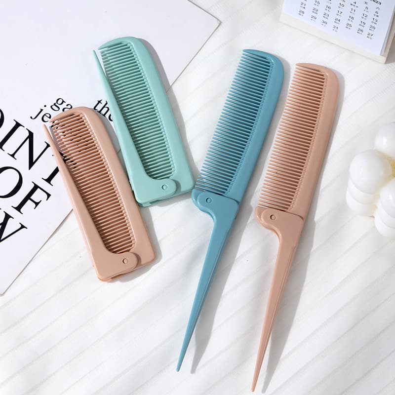 Stylist-grade folding pointed-tail comb, portable small hair comb for highlighting, makeup, and styling.