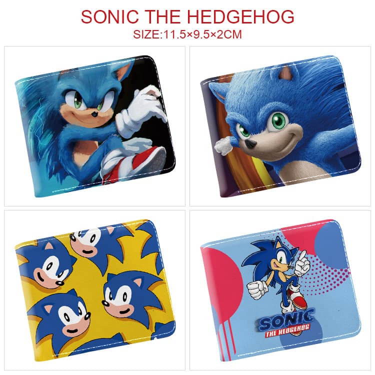 Sonic anime peripheral wallet Super Sonic Mouse men and women short half-fold full-color cartoon anime coin purse wallet