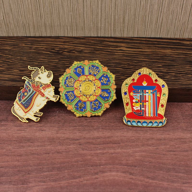 Tibetan Metal Cultural Creative Fridge Magnet Souvenir Tourist Attraction Magnetic Sticker Baked Enamel Cloisonne Company Commemorative Gift