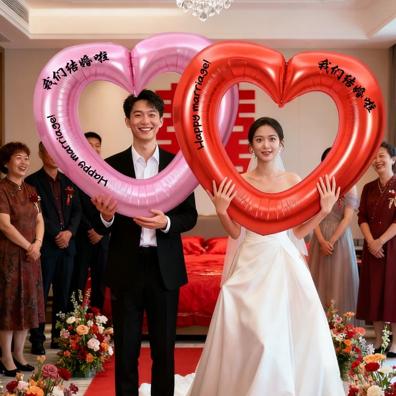 Morning Robe Photo Prop, Wedding Door Game Hollow Heart Balloon, Wedding Room Decoration Set for Bride and Groom