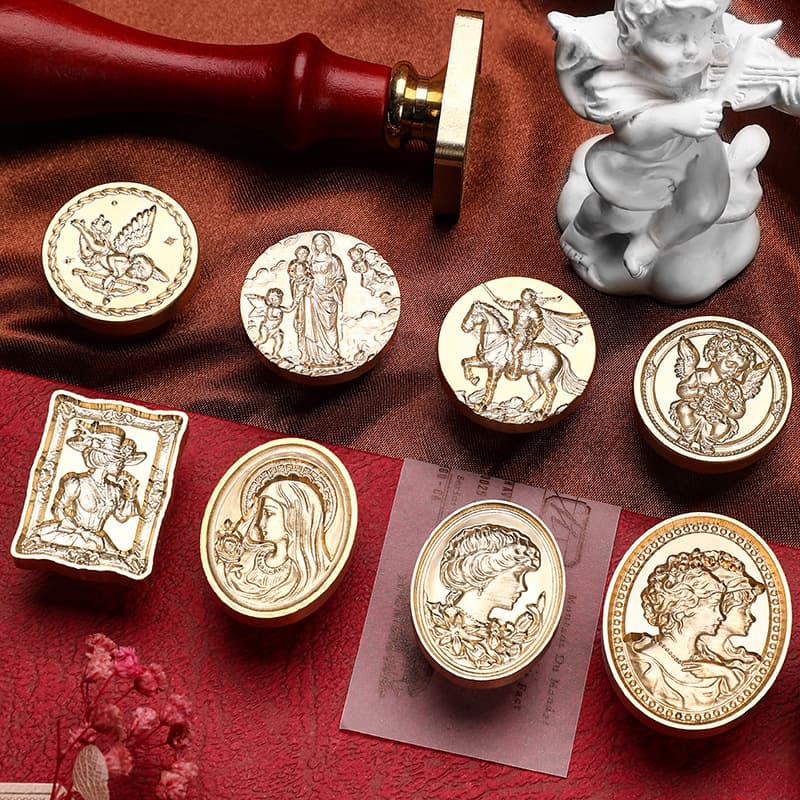 New Angel Sculpture Series Irregular Relief Copper Head Wax Seal Stamp Head Engraved Envelope Journal Stamp Head