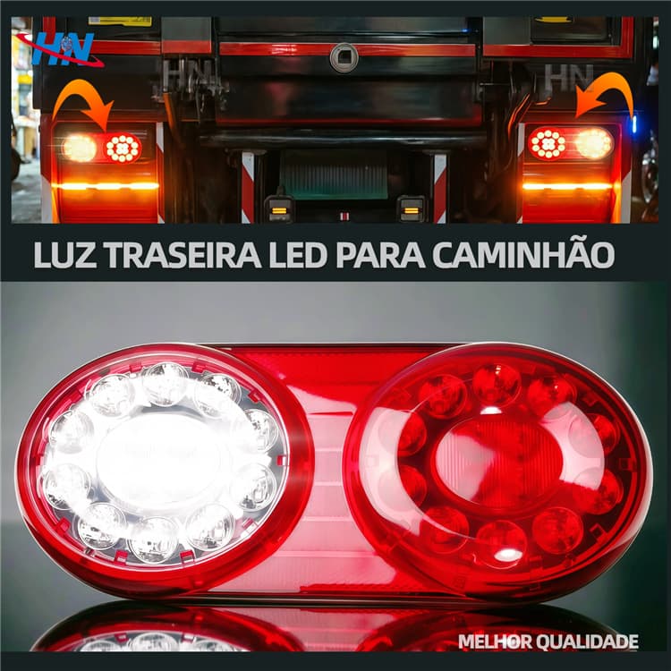 South America Brazil Style Truck Tail Light Assembly 24V Dual Round LED Rear Tail Light for Truck Trailer Brake Turn Reverse