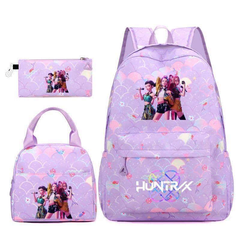 Witch Hunters New Student Schoolbag Women's Backpack Three-piece Set Fashion Print Trend Amazon Cross-Border Foreign Trade