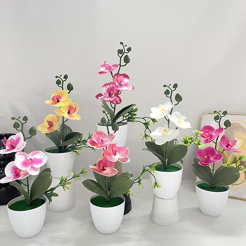 3D Film Simulation Artificial Phalaenopsis Orchid Plant for Office Home Desktop Decoration Potted Plant