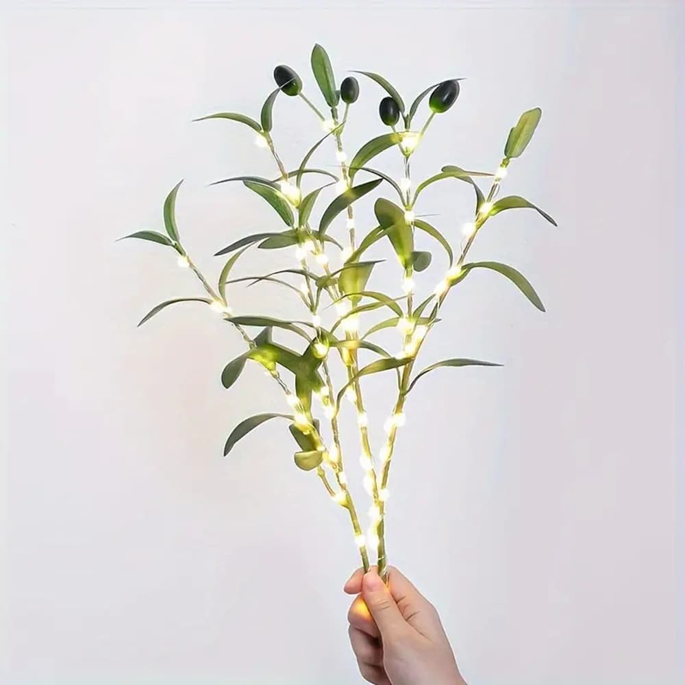 Factory Direct Artificial Olive Leaf Copper Wire Light for Hotel Wedding Home Decoration Simulation Plant Ambiance Decor