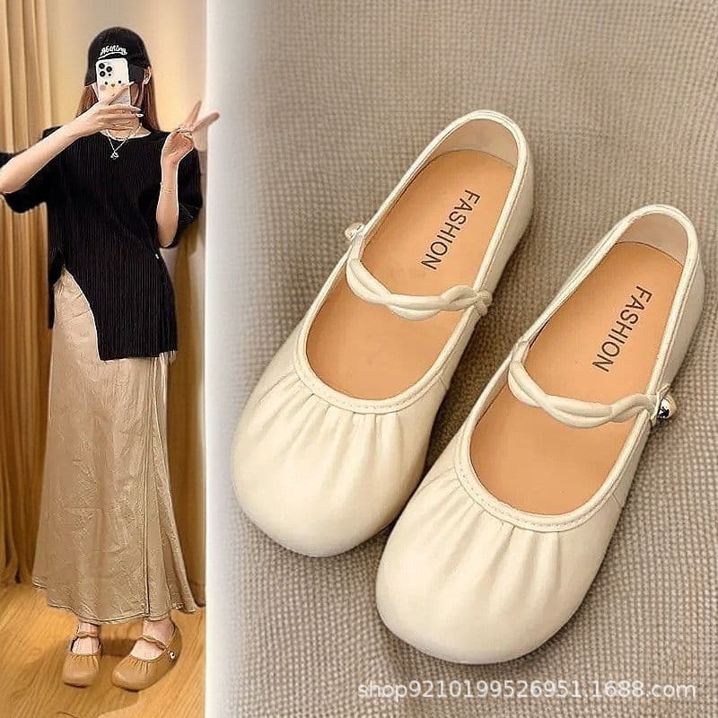 Flat Ballet Flats for Women 2026 New Spring Mary Jane Shoes French Evening Ballet Flats