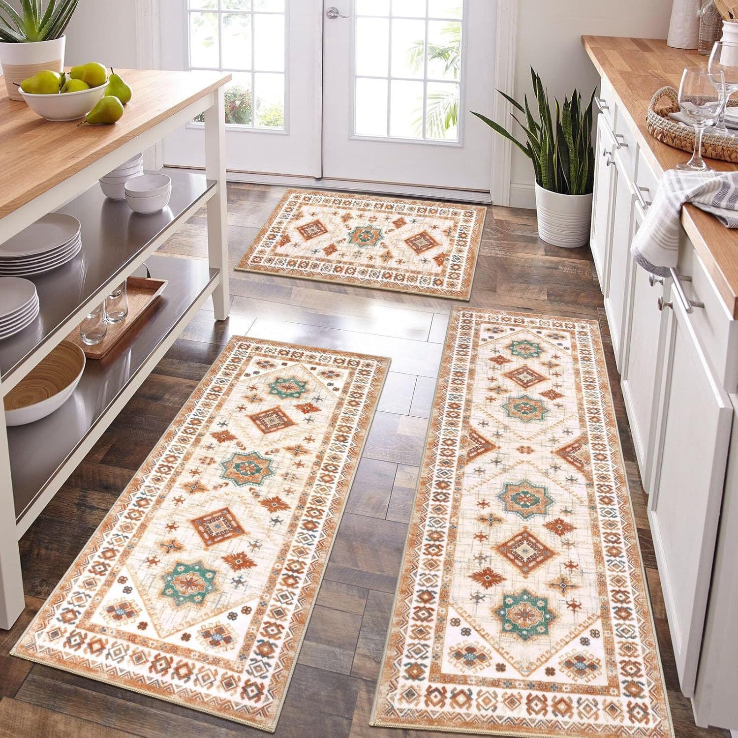 Cross-border Drop Shipping Bohemian Style Long Kitchen Mat Home Use Stain-Resistant Non-Slip Three-Piece Set Door Mat Entryway Mat