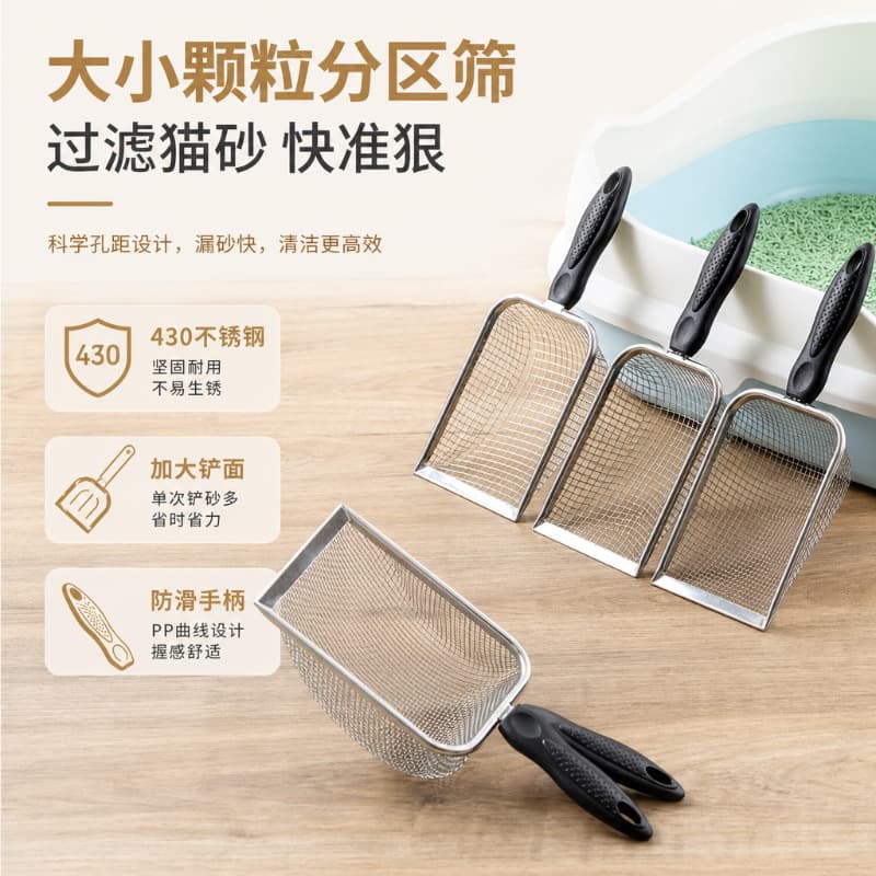Pet Cleaning Stainless Steel Quail Sand Scoop Sieve Mesh Filter Shovel for Reptile Cleaning