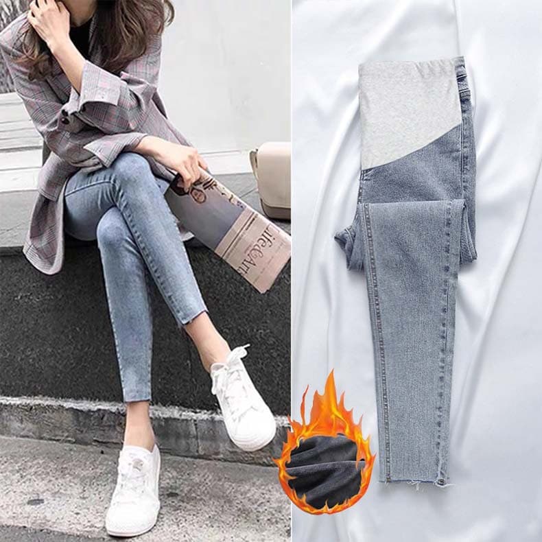 Tmall Quality ~ In Stock Stretch Maternity Jeans Spring Autumn Straight Cigarette Pants Fall Ankle Length【Drop Shipping】