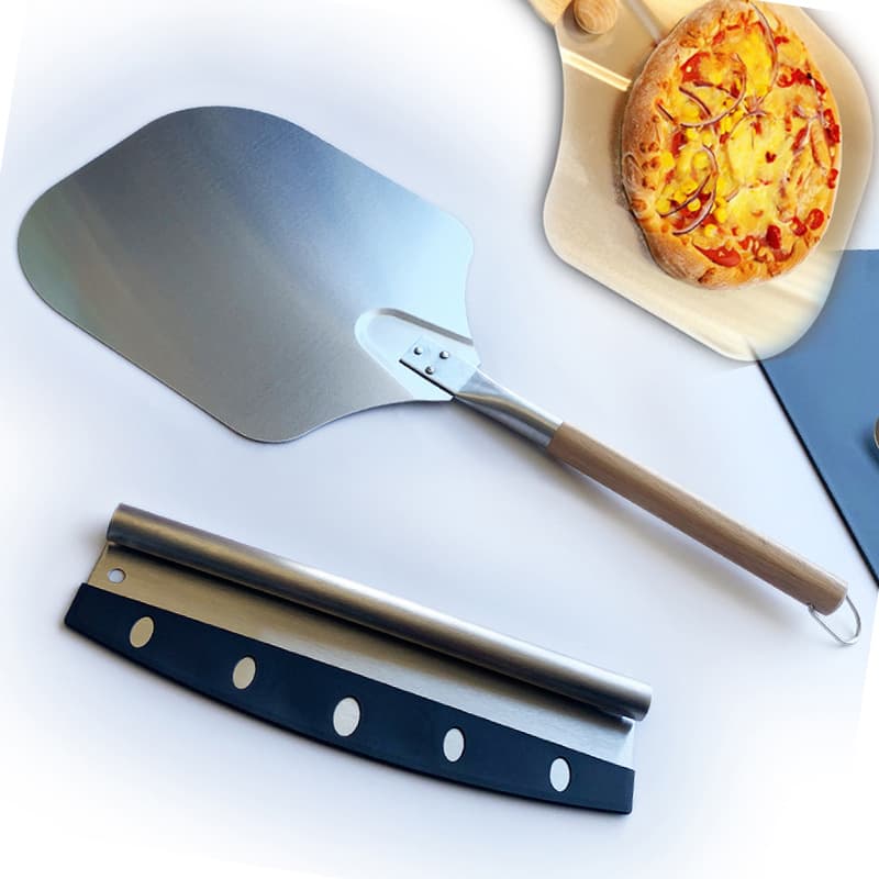 Aluminum Alloy Round Wood Handle Detachable Pizza Peel, Western Pastry Transfer, Oven Baking, American Style