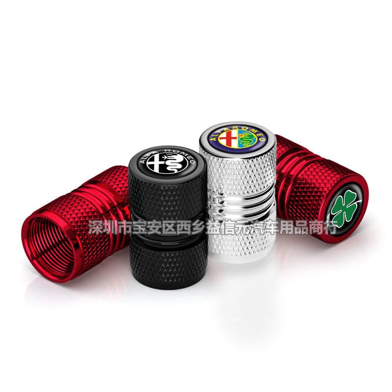 Alfa Romeo Valve Stem Caps Lucky Four-Leaf Clover Tire Aluminum Valve Covers