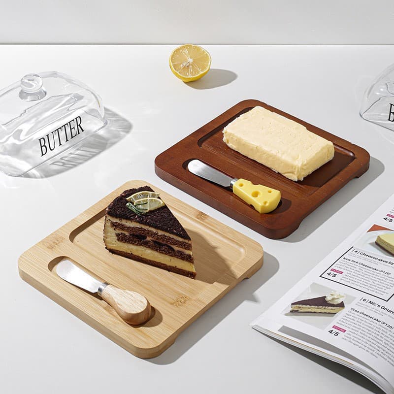 New Amazon Butter Tray Bamboo Tray Cheese Storage Box Dessert Dish Cheese Bread Board
