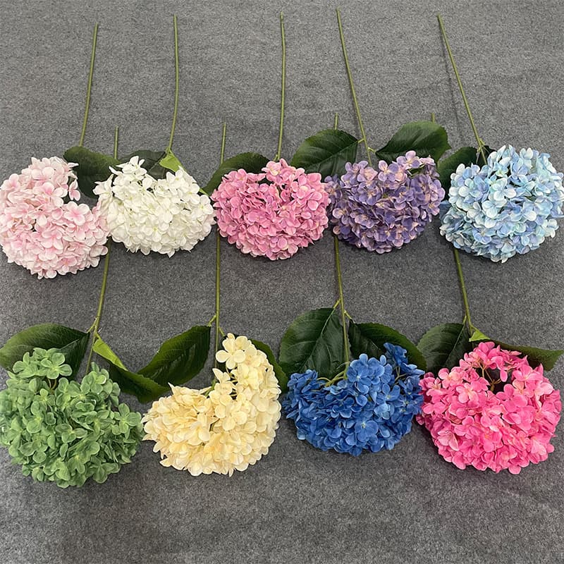 216 Pieces High Simulation Hydrangea Flowers New 3D Printed Extra Large Single Stem Realistic Wedding Silk Artificial Flowers for Cross-Border Trade