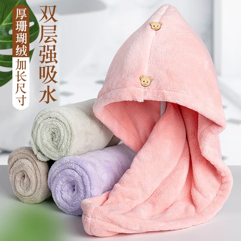 Women's Thick Quick-Dry Hair Towel Wrap, Super Absorbent, Fast-Drying Turban Towel for Wiping Hair, Class A Bath Cap