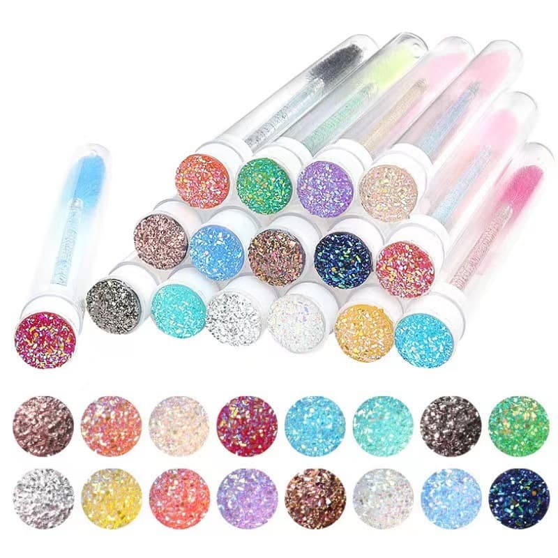 New Kunteng tube eyelash brush, foreign trade new product with diamond eyelash brush, crystal handle portable makeup brush flash diamond
