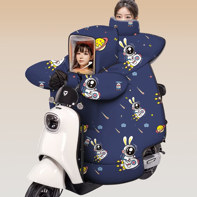 Parent-Child Style Winter Fleece-Lined and Thickened Windshield Cover for Electric Scooters with Window, Enlarged for Children