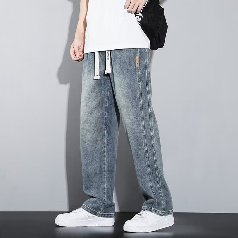 Factory Direct Men's Casual Jeans Pants Trendy Versatile Spring/Autumn Tall-Appearing Comfortable Straight-Leg Loose Wide-Leg Long Pants