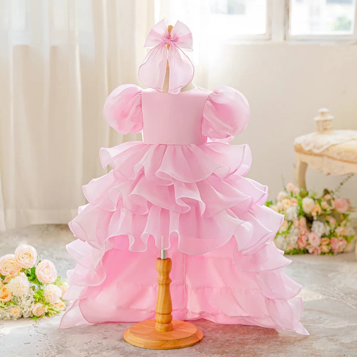 Elegant Cake Layer Party Baby Girl Dress Toddler Princess 1St Birthday Baptism Ball Gown Children