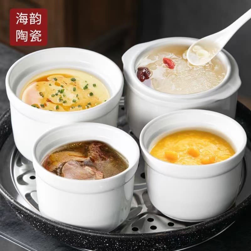 Household double boiler/stew pot for soup, bird's nest, and postpartum stew; small-sized stew pot/egg steamer bowl with lid; creative design; wholesale.