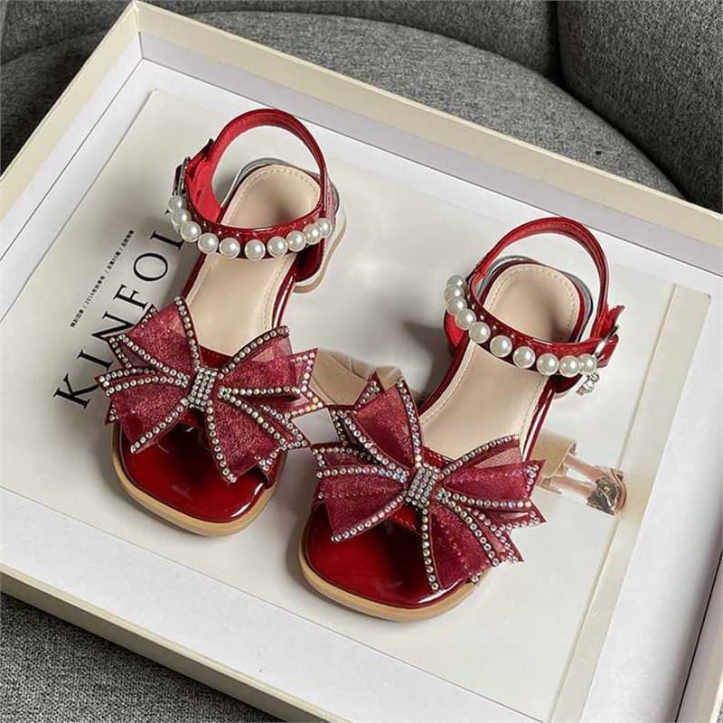 Girls' Summer Sandals for Elementary School Outdoor Wear, Non-Slip, Fashionable Velcro, Girls' Medium and Large Kids Casual Princess Shoes