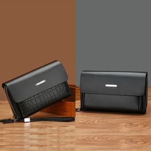 New Men's Clutch Bag, Large Capacity Multi-Card Slot Business Casual Handbag, Crocodile Texture Long Wallet Handbag for Men