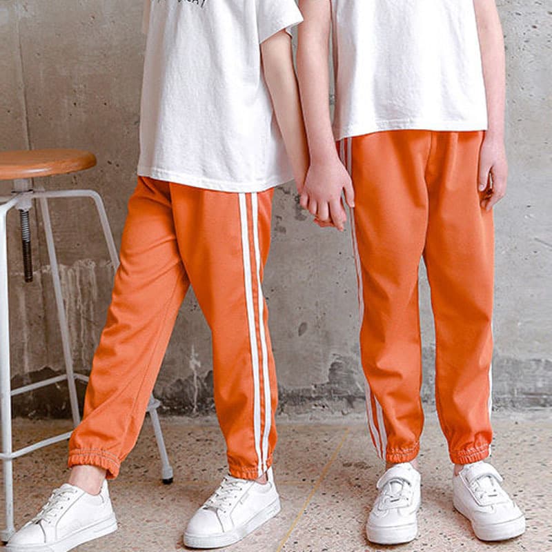 Summer boys' sports casual pants, girls' striped bloomers, medium and small children's summer long pants
