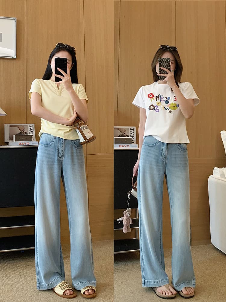 DIY Air-Conditioned Denim! Pure Lenzing Tencel Thin Soft Drape Air Wide-Leg Pants Summer Loose Jeans