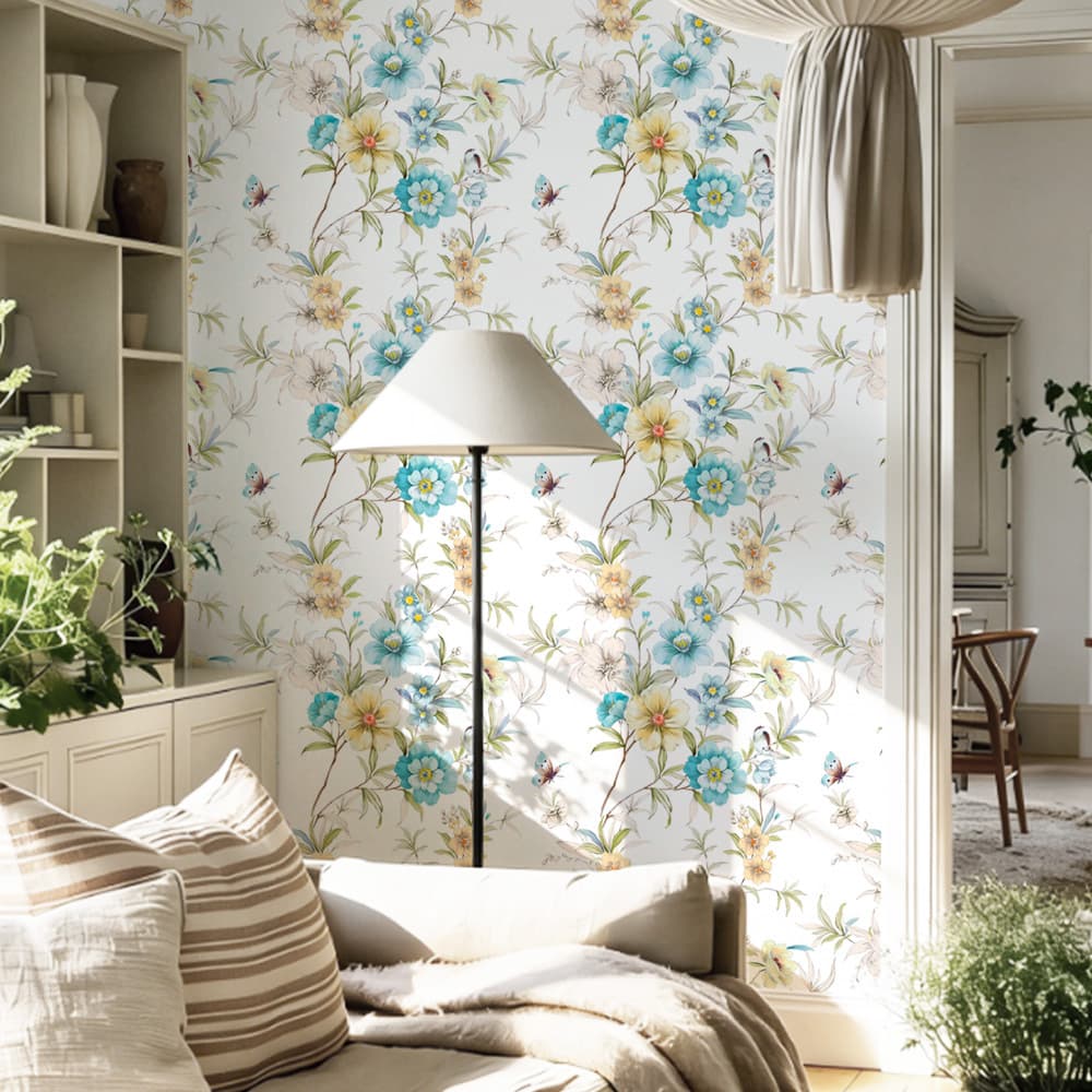 Cross-border wholesale bedroom self-adhesive wallpaper moisture-proof furniture renovation pastoral floral pattern wallpaper drop shipping