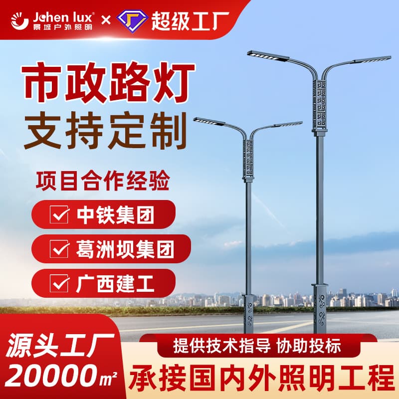 20000㎡ Production Base Municipal Street Light Customization Project Street Light High Mast Light Outdoor Double-Arm Street Light