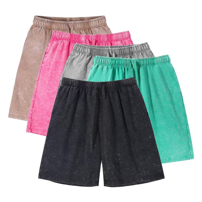 260g Heavyweight Cotton Vintage Washed Shorts, Distressed Finish, Loose Fit, 5-Inch Inseam, Cross-Border Wholesale Source