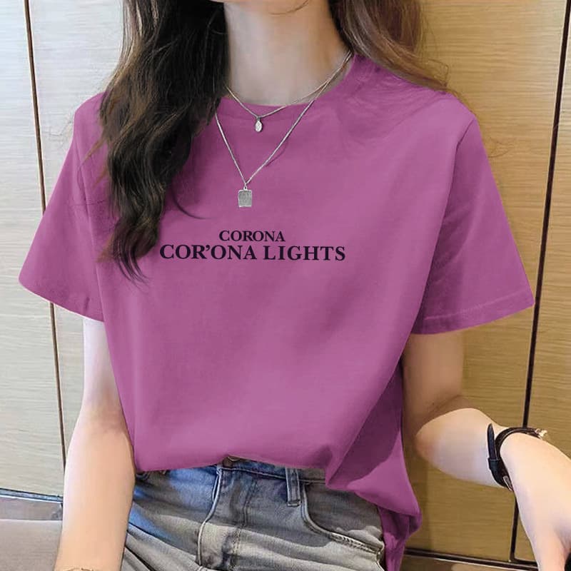 2023 New Summer Cotton Short-Sleeved T-Shirt for Women, Thin Casual Korean Style Simple All-Match Trendy T-Shirt for Students