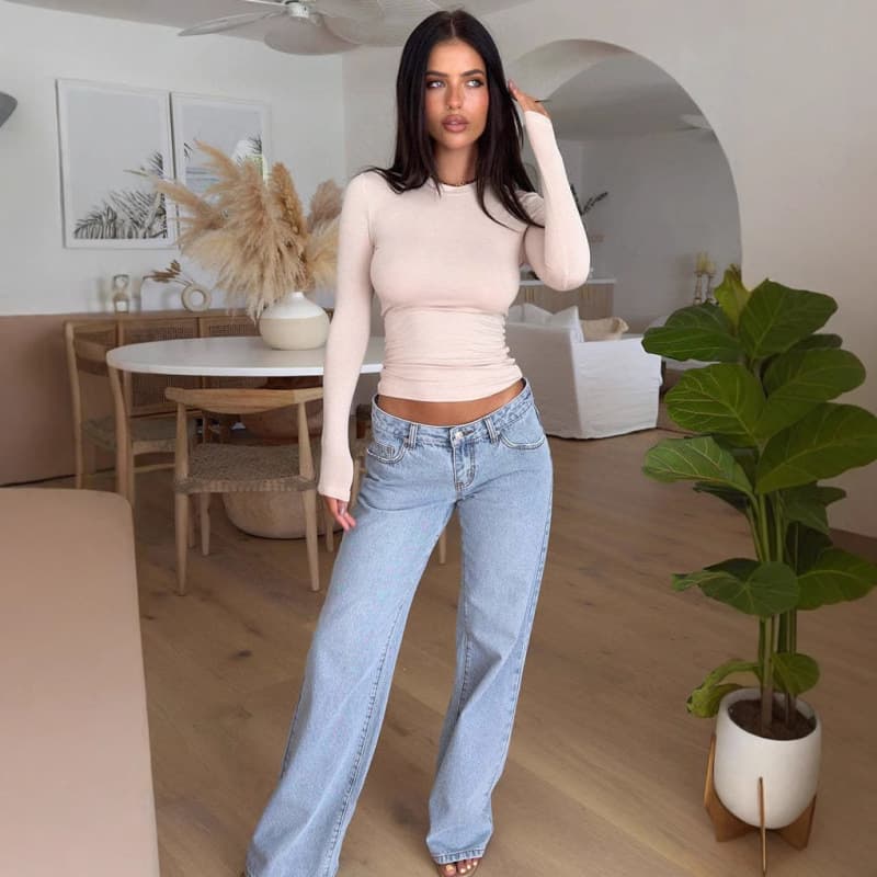 Amazon Cross-border Hot Selling Trendy Jeans for Women Spring Summer High Waist Straight Leg Loose Casual Fashion Long Pants